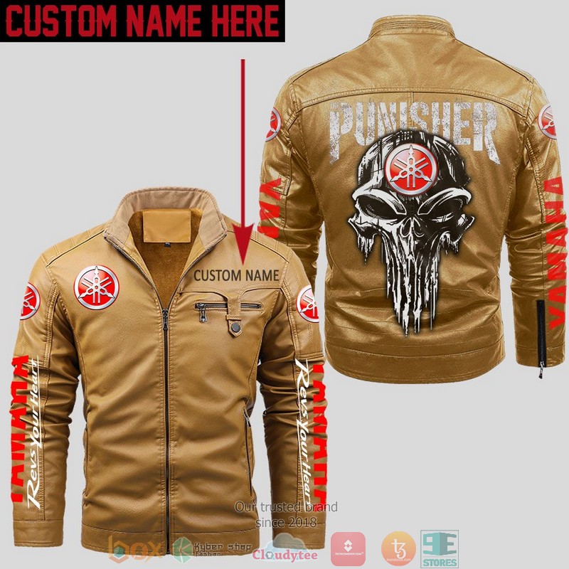 Personalized Yamaha Punisher Skull Fleece Leather Jacket