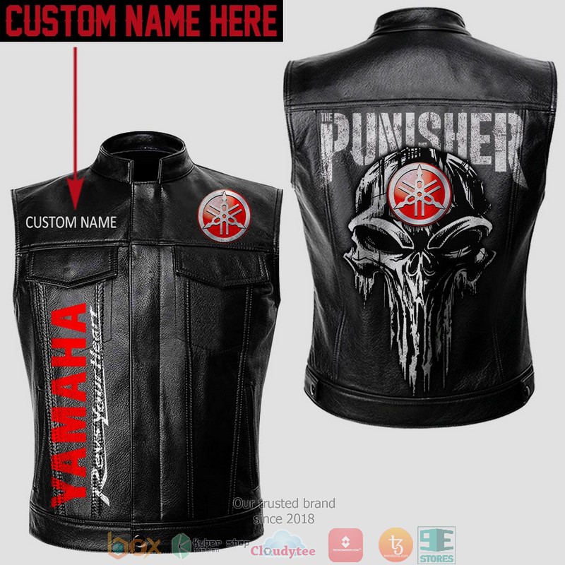 Personalized Yamaha Punisher Skull Vest Leather Jacket