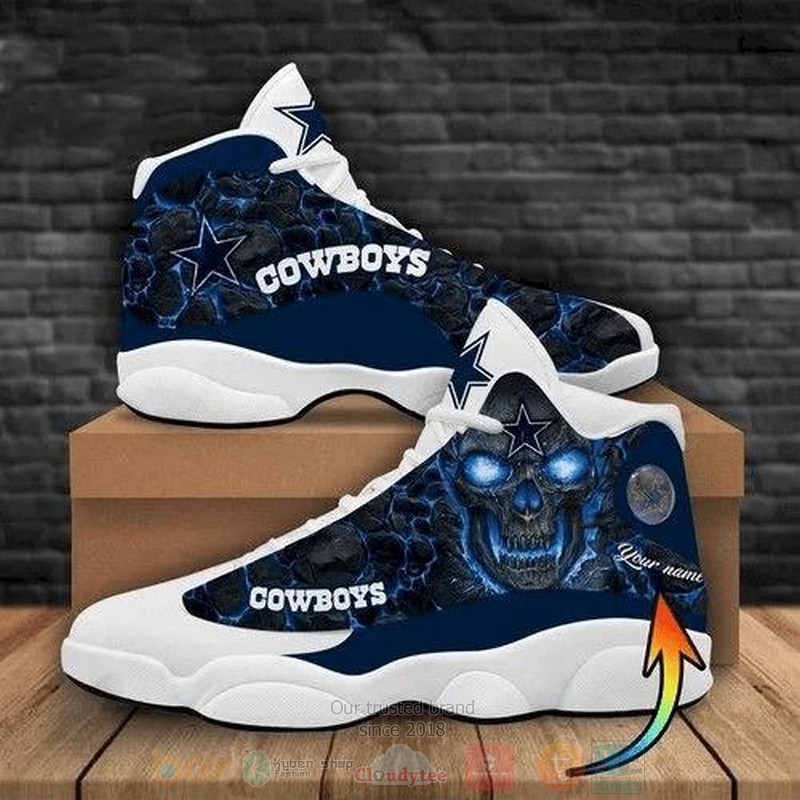 Personalized skull Dallas Cowboys NFL custom Air Jordan 13 shoes