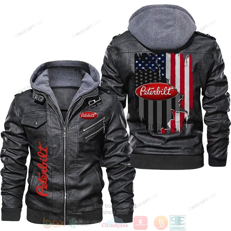 NEW Peterbilt American flag Leather Jacket 1 Peterbilt American flag Leather Jacket