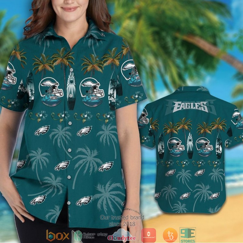 Philadelphia Eagles Coconut pattern Hawaiian Shirt, short 3 Philadelphia Eagles Coconut pattern Hawaiian Shirt short 1 2