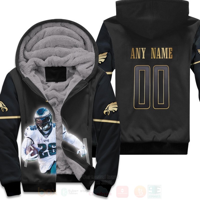 Philadelphia Eagles Miles Sanders 26 Black Personalized 3D Fleece Hoodie