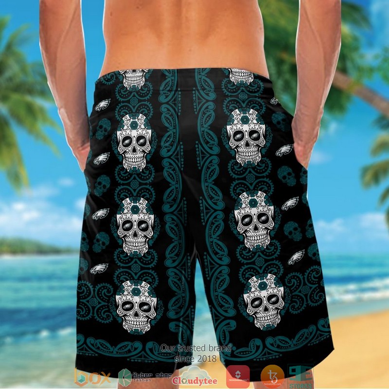 Philadelphia Eagles Small Sugar Skull Hawaiian Shirt short 1 2 3 4 5
