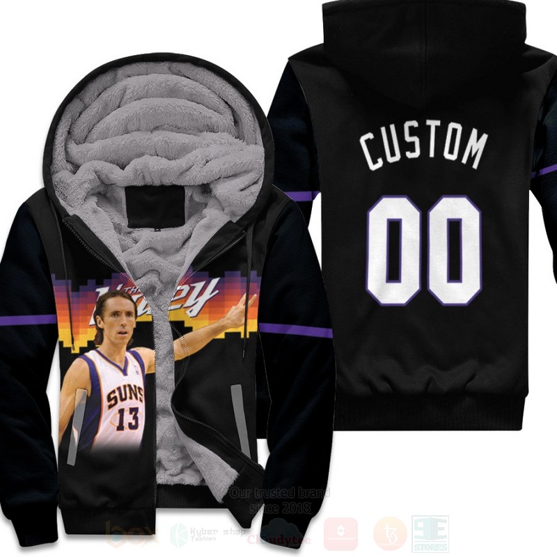 Phoenix Suns Steve Nash 13 2020 NBA Black City Personalized 3D Fleece Hoodie