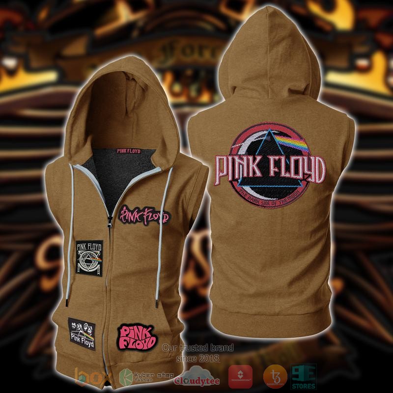 Pink Floyd Band Sleeveless zip vest leather jacket
