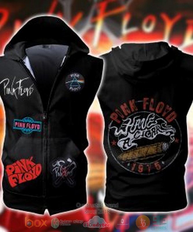 Pink Floyd Rock Band Sleeveless zip vest leather jacket