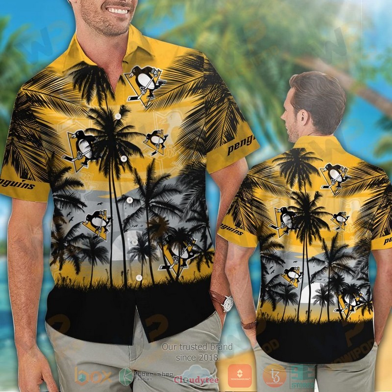 HOT Pittsburgh Penguins Hawaiian Shirt and shorts 2 Pittsburgh Penguins Hawaiian Shirt and shorts 1
