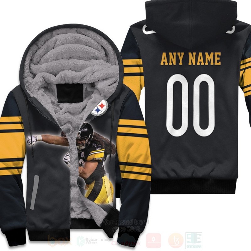 Pittsburgh Steelers Troy Polamalu 43 Black Personalized 3D Fleece Hoodie