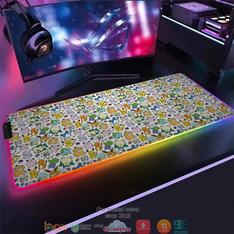 Pokemon All Poke Seamless Pattern Led Mousepad