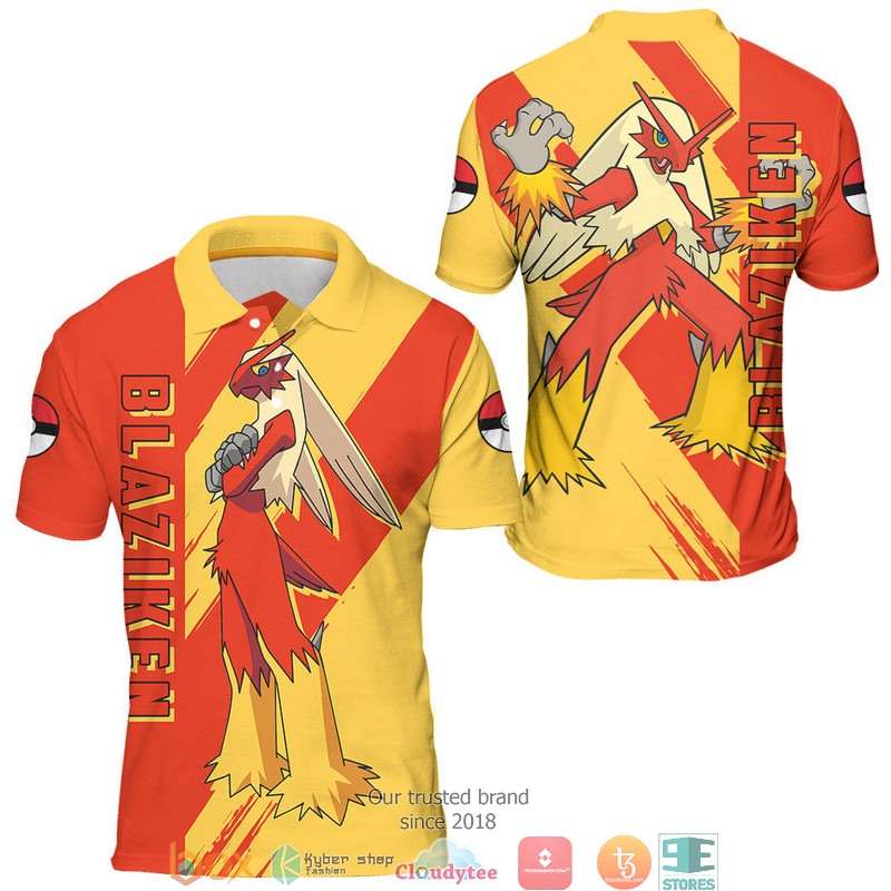 Pokemon Blaziken Polo Shirt 3 Pokemon Blaziken Polo Shirt 1 2
