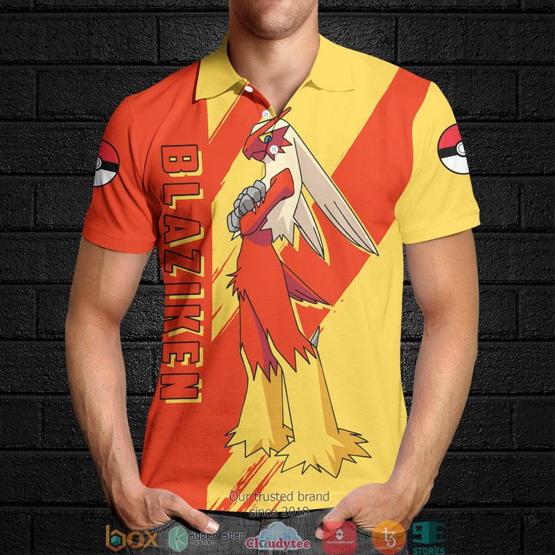 Pokemon Blaziken Polo Shirt 4 Pokemon Blaziken Polo Shirt 1 2 3