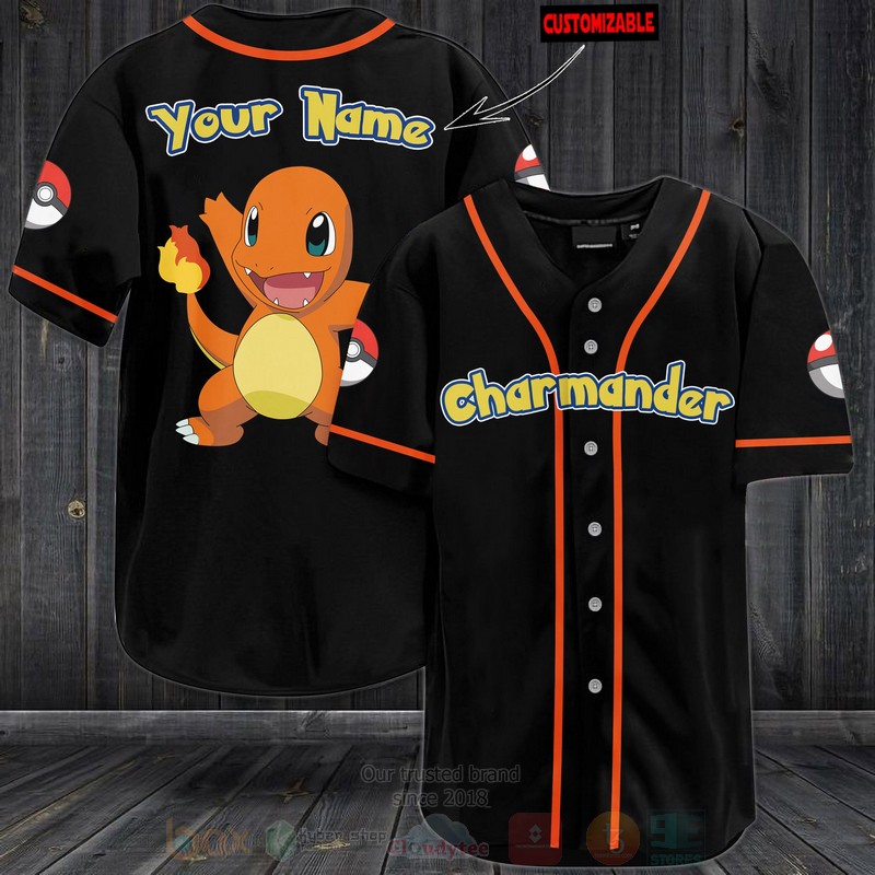 Pokemon Charmander Personalized Baseball Jersey