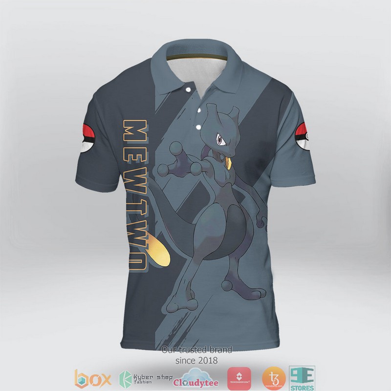 Pokemon Dark Mewtwo Polo Shirt 2 Pokemon Dark Mewtwo Polo Shirt 1