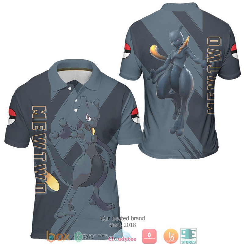 Pokemon Dark Mewtwo Polo Shirt 3 Pokemon Dark Mewtwo Polo Shirt 1 2
