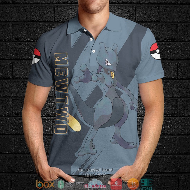 Pokemon Dark Mewtwo Polo Shirt 4 Pokemon Dark Mewtwo Polo Shirt 1 2 3