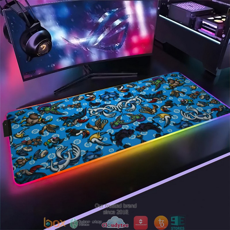 Pokemon Flying Seamless Pattern Led Mousepad