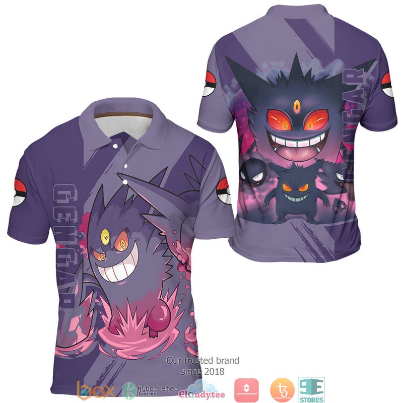 Pokemon Gengar Polo Shirt 3 Pokemon Gengar Polo Shirt 1 2