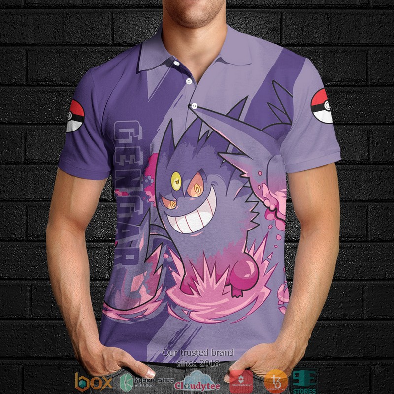 Pokemon Gengar Polo Shirt 4 Pokemon Gengar Polo Shirt 1 2 3