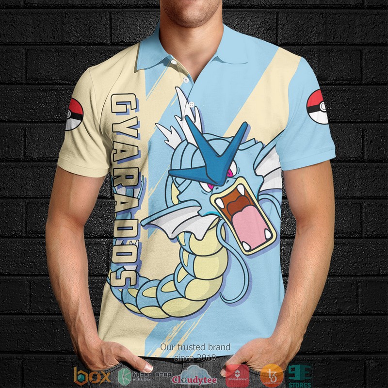 Pokemon Gyarados Polo Shirt 4 Pokemon Gyarados Polo Shirt 1 2 3