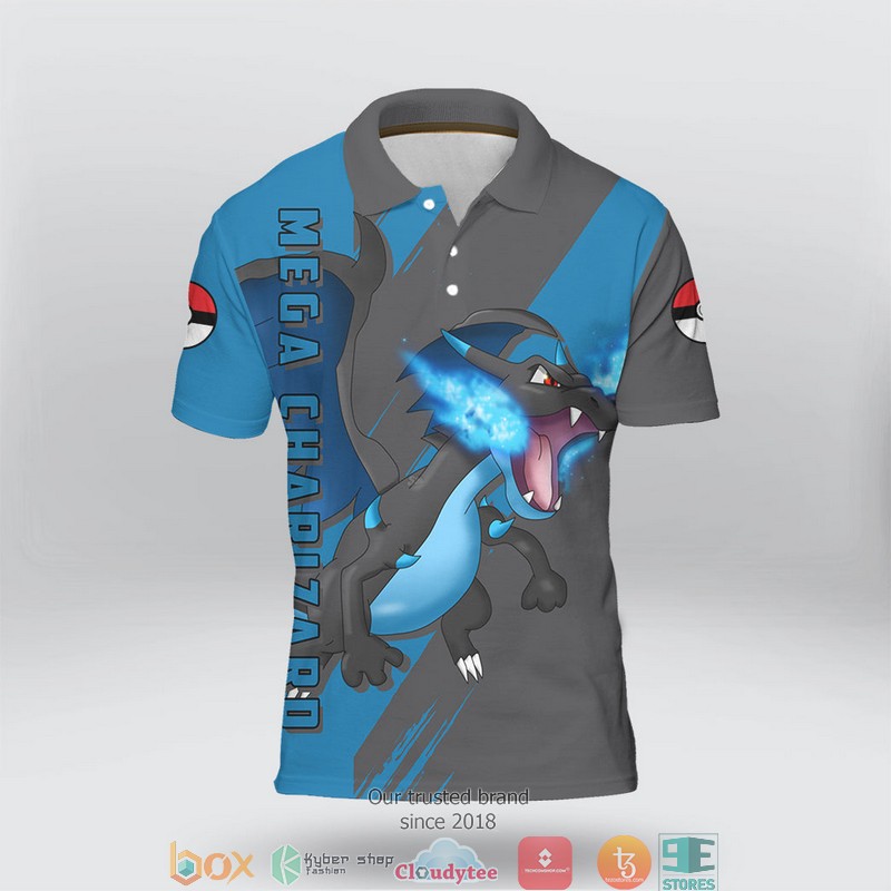 Pokemon Mega Charizard Polo Shirt 2 Pokemon Mega Charizard Polo Shirt 1