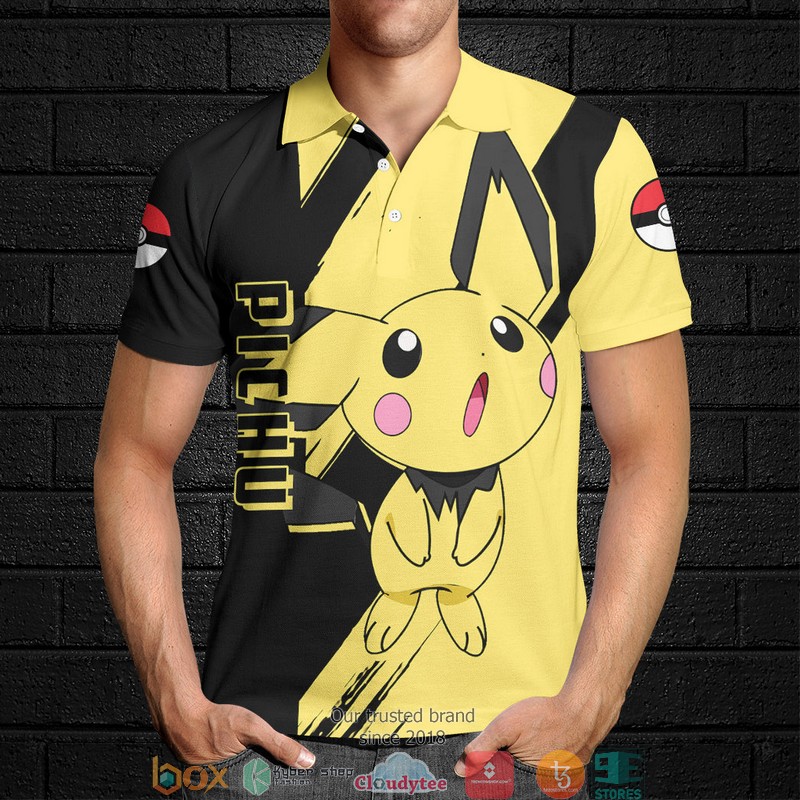 Pokemon Pichu Polo Shirt 4 Pokemon Pichu Polo Shirt 1 2 3