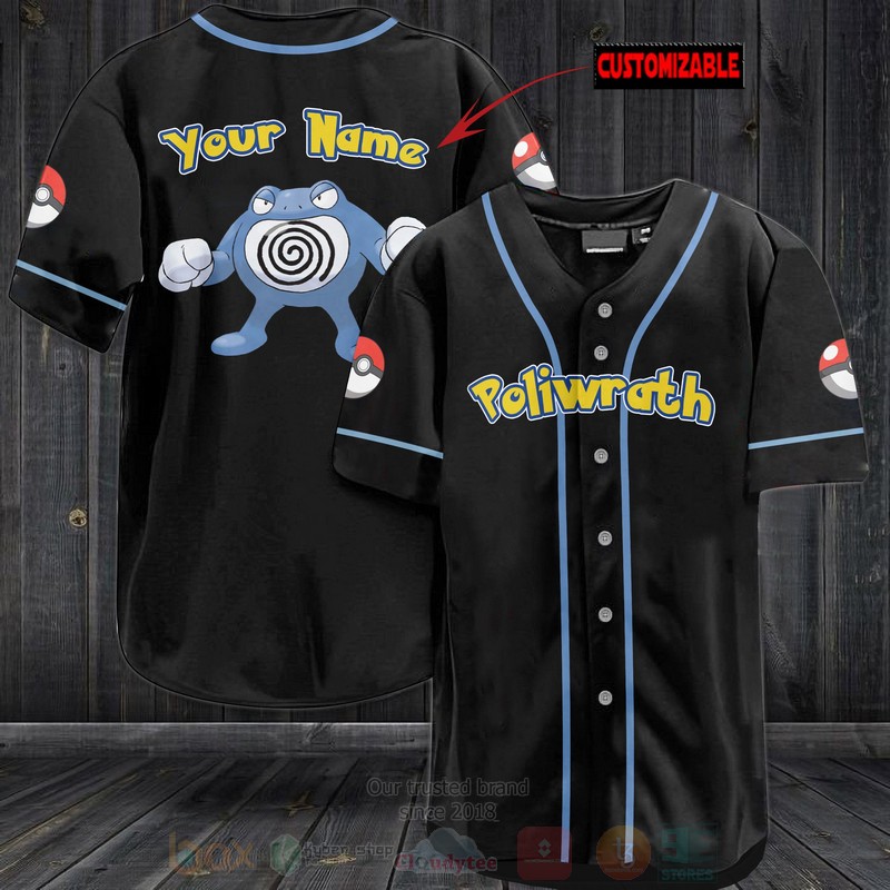 Pokemon Poliwrath Personalized Baseball Jersey