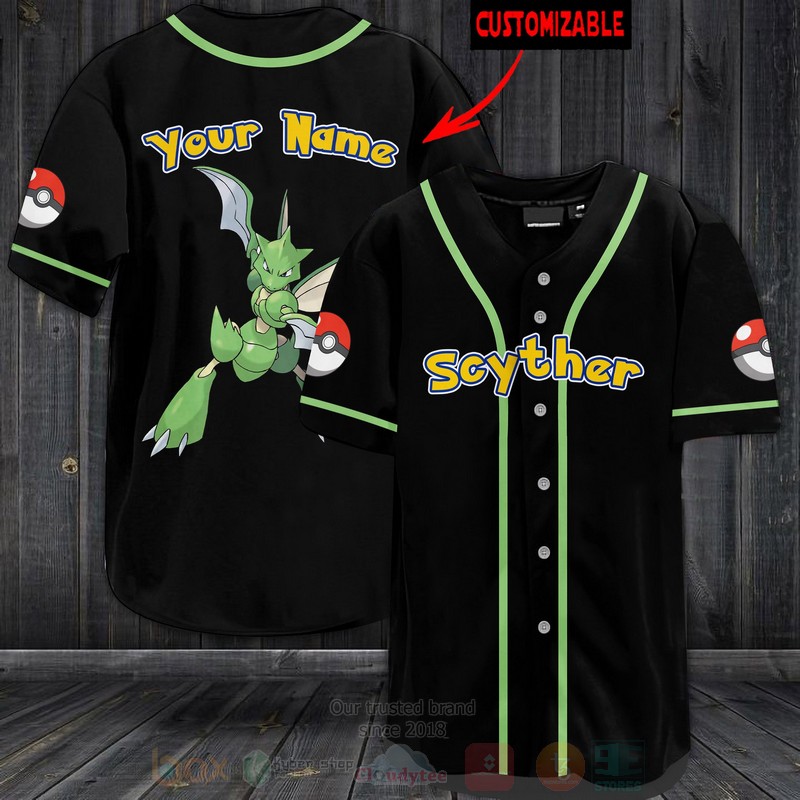 Pokemon Scyther Personalized Baseball Jersey