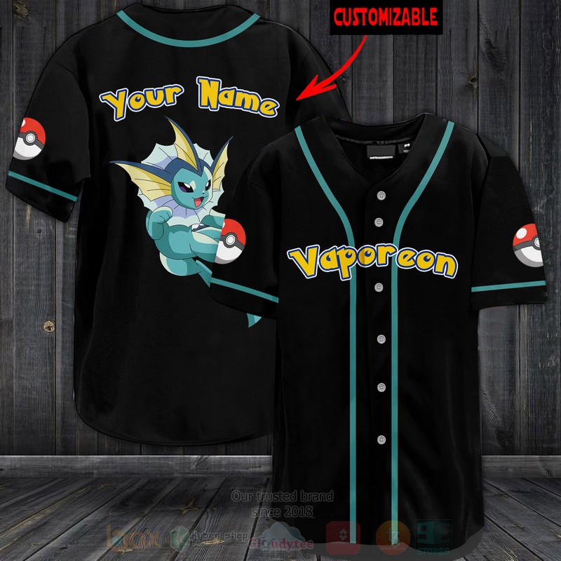 Pokemon Vaporeon Personalized Baseball Jersey