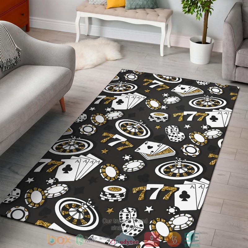 Poker cards 777 Gold black Rug Carpet