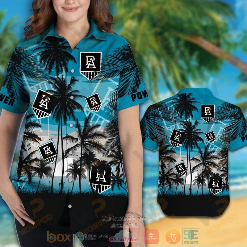 HOT Port Adelaide Football Club Tropical Hawaiian Shirt and shorts 3 Port Adelaide Football Club Tropical Hawaiian Shirt and shorts 1 2