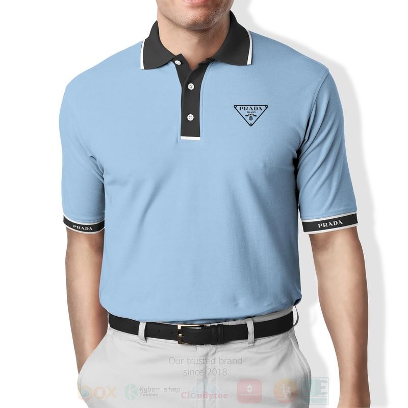 BEST Prada Blue All Over Print 3D Polo Shirt 3 Prada Blue Polo Shirt 1 2