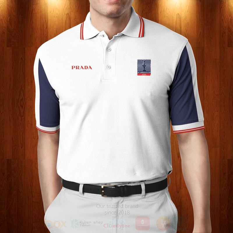 BEST Prada White All Over Print 3D Polo Shirt 4 Prada White Polo Shirt 1 2 3