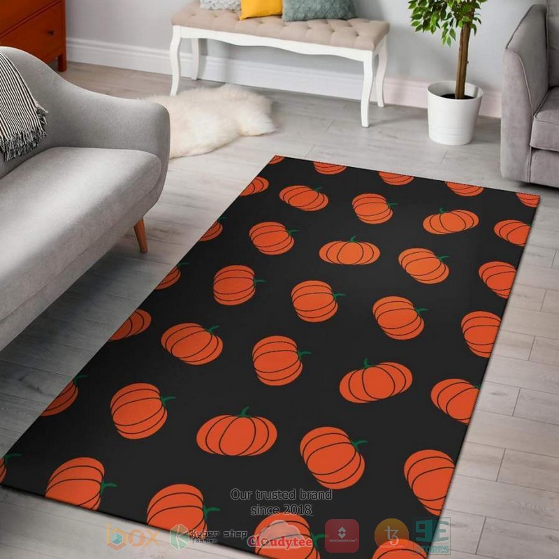 Pumpkin pattern black Rug