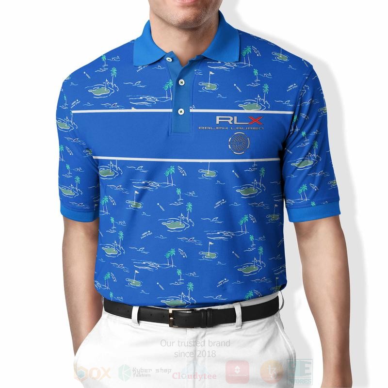 BEST RLX Ralph Lauren Blue All Over Print 3D Polo Shirt 4 RLX Ralph Lauren Blue Polo Shirt 1 2 3