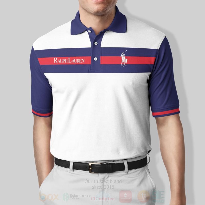 BEST Ralph Lauren White All Over Print 3D Polo Shirt 3 Ralph Lauren White Polo Shirt 1 2