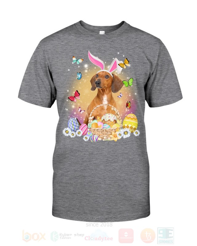 Red Dachshund Easter Bunny Butterfly 2D Hoodie Shirt