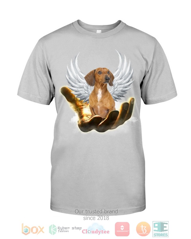 Red Dachshund Golden Hand Heaven Wings 2D shirt hoodie
