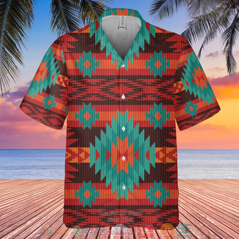 Red Geometric Pattern Hawaiian Shirt