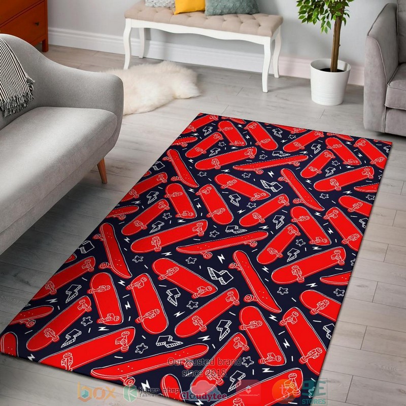 Red skateboard Rug Carpet 2 Red skateboard Rug Carpet