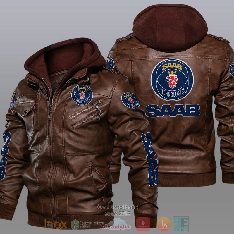 NEW Saab Automobile Car Motor Leather Jacket 2 Saab Automobile Car Motor Leather Jacket 1