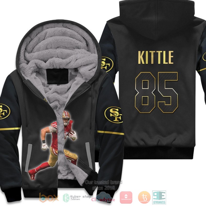 BEST San Francisco 49ers George Kittle 85 NFL Black 3D fleece hoodie 3 San Francisco 49ers George Kittle 85 NFL Black fleece hoodie