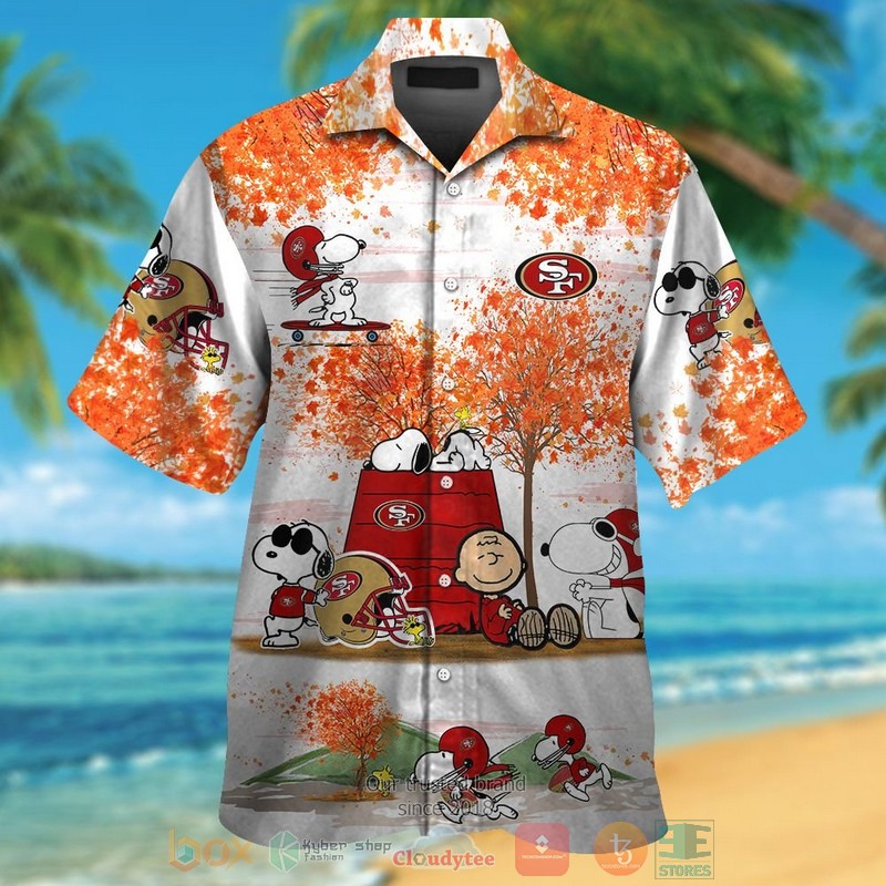 HOT San Francisco 49ers Snoopy Charlie Brown Autumn hawaiian shirt and shorts 12 San Francisco 49ers Snoopy Charlie Brown Autumn hawaiian shirt and shorts