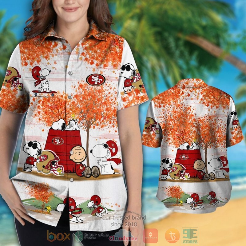 HOT San Francisco 49ers Snoopy Charlie Brown Autumn hawaiian shirt and shorts 3 San Francisco 49ers Snoopy Charlie Brown Autumn hawaiian shirt and shorts 1 2