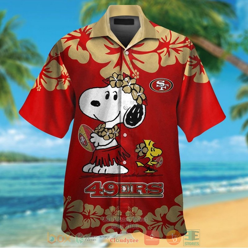 HOT San Francisco 49ers Snoopy Woodstock hawaiian shirt and shorts 12 San Francisco 49ers Snoopy Woodstock hawaiian shirt and shorts