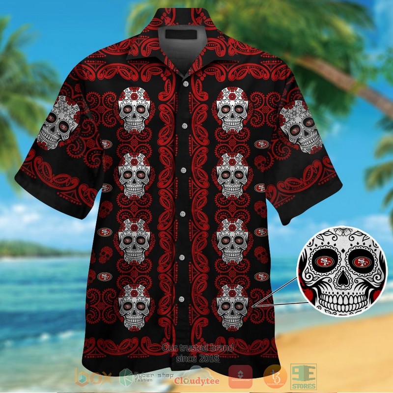 San Francisco 49ers Sugar Skull hawaiian shirt and shorts