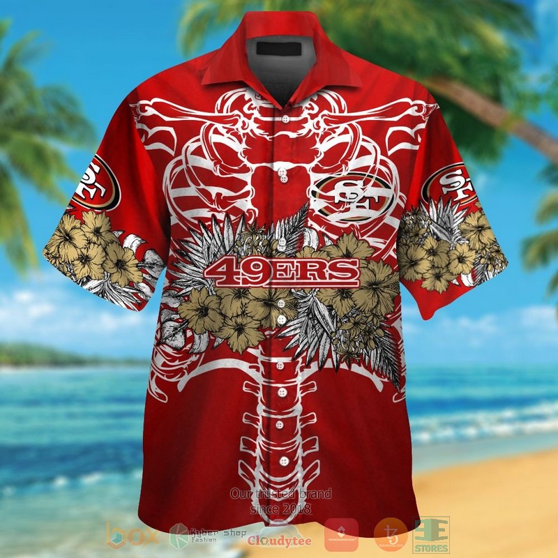 HOT San Francisco 49ers gold Hibiscus red hawaii shirt, shorts 12 San Francisco 49ers gold Hibiscus red hawaii shirt shorts
