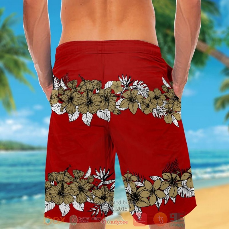 San Francisco 49ers gold tropical plants red hawaii shirt shorts 1 2 3 4 5