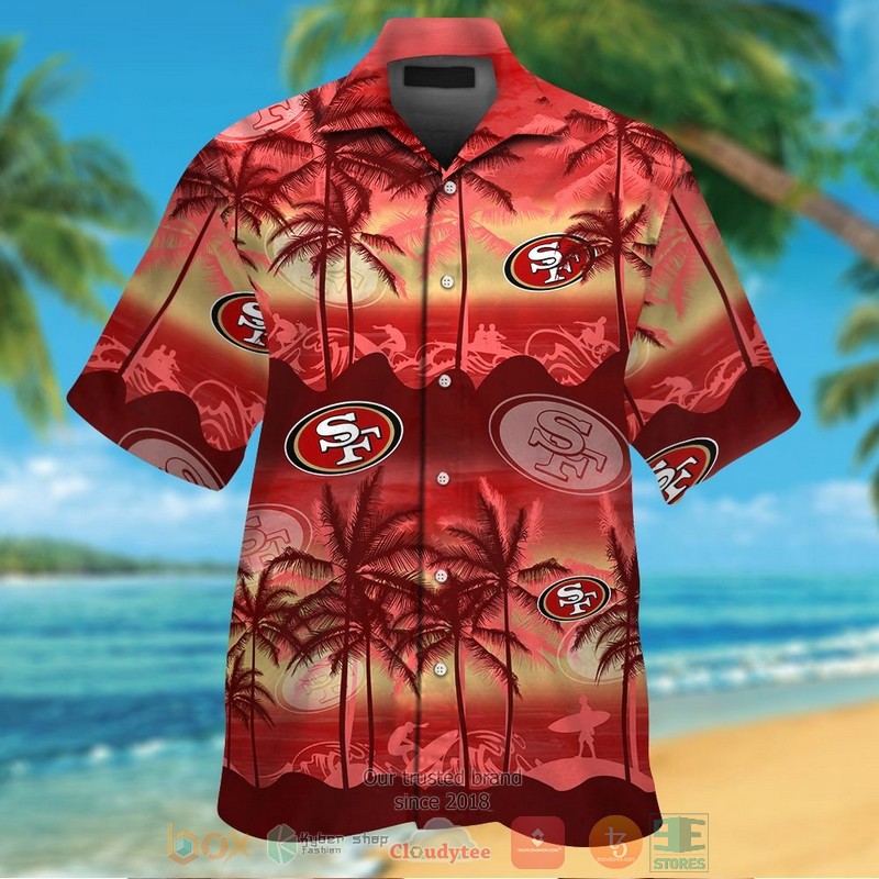 HOT San Francisco 49ers palm tree hawaii shirt, shorts 1 San Francisco 49ers palm tree hawaii shirt shorts