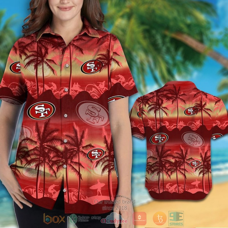 HOT San Francisco 49ers palm tree hawaii shirt, shorts 3 San Francisco 49ers palm tree hawaii shirt shorts 1 2