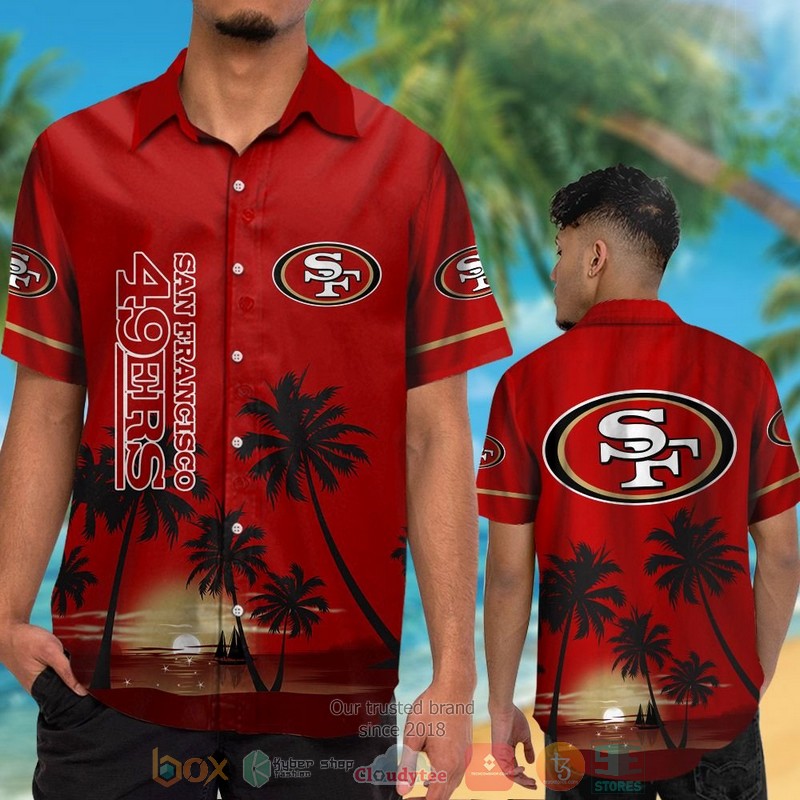 HOT San Francisco 49ers palm trees dark red hawaii shirt, shorts 2 San Francisco 49ers palm trees dark red hawaii shirt shorts 1